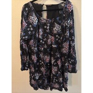 Torrid Black Floral Dress Bell Sleeves Plus Size 22